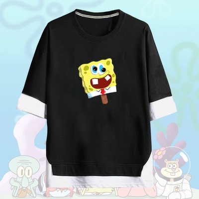 章鱼哥蟹老板周边短袖T恤假两件