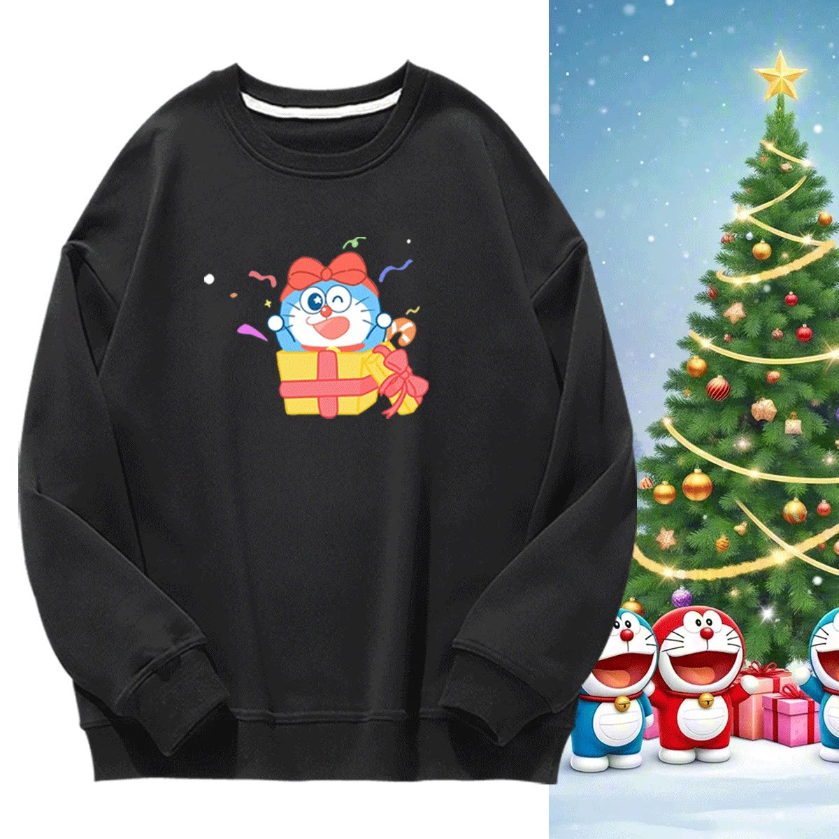 DORAEMON哆啦A梦卡通男女可爱套头秋冬情侣套头衫可定制圆领卫衣