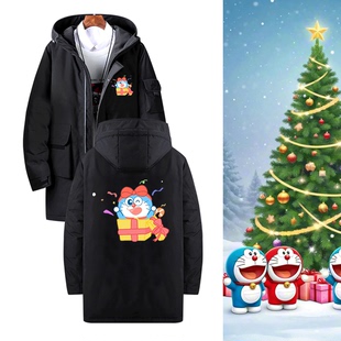 DORAEMON哆啦A梦卡通男女可爱连帽外套秋冬可定制情侣学生羽绒服