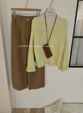 早秋韩系甜美彩色毛衣时尚简约休闲宽松百搭亮丝针织衫