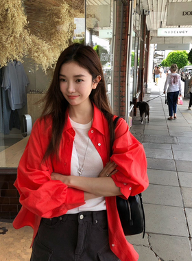 sea sand26年春款简约亮色系翻领宽松廓形长袖衬衫(单衬衫)26239