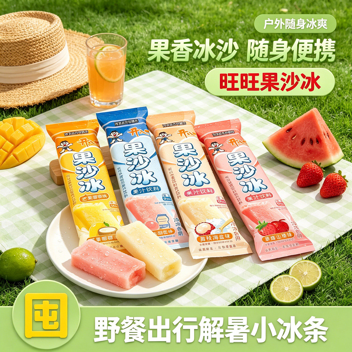 旺旺果沙冰冻着吃的果汁碎碎冰棒棒冰冻痴雪糕冰棒冰淇淋图片
