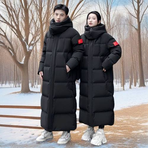 【情侣款】1.3米600g鹅绒加厚超长羽绒服可拆卸帽三防料保暖外套