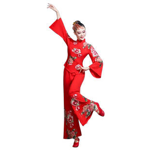 广场舞演出服女2026新款喜庆腰鼓打鼓服东北民族秧歌服扇子舞蹈服