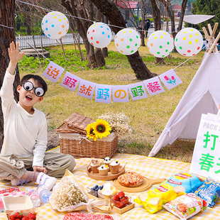 饰户外拍照用品幼儿园郊游亲子露营装 网红春游野餐布置装 扮套餐