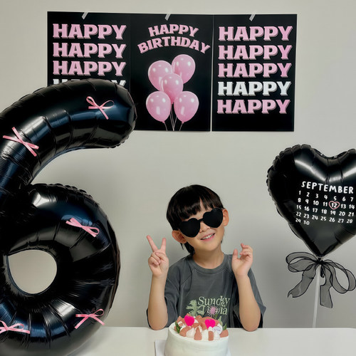 ins泰迪熊生日快乐海报布置装饰