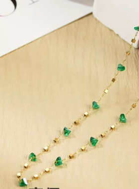 设计感绿色满天星项链气质女
