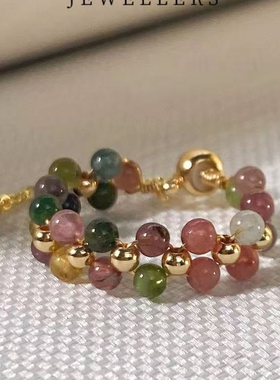 碧玺戒指葡萄色抽拉绳可以调节