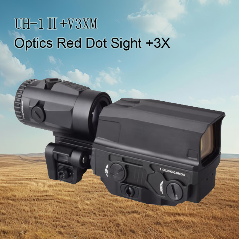 精品全息瞄准器铝合金UH1二代+V3XM侧翻快拆3倍放大模型弹弓玩具