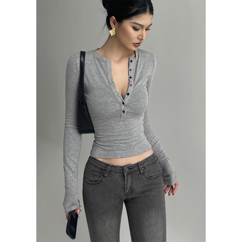 辣妹半开领打底内搭T袖女秋