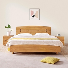 纯实木原木床2025新款柏木榫卯结构1米5侘寂风简约风主卧民宿大床