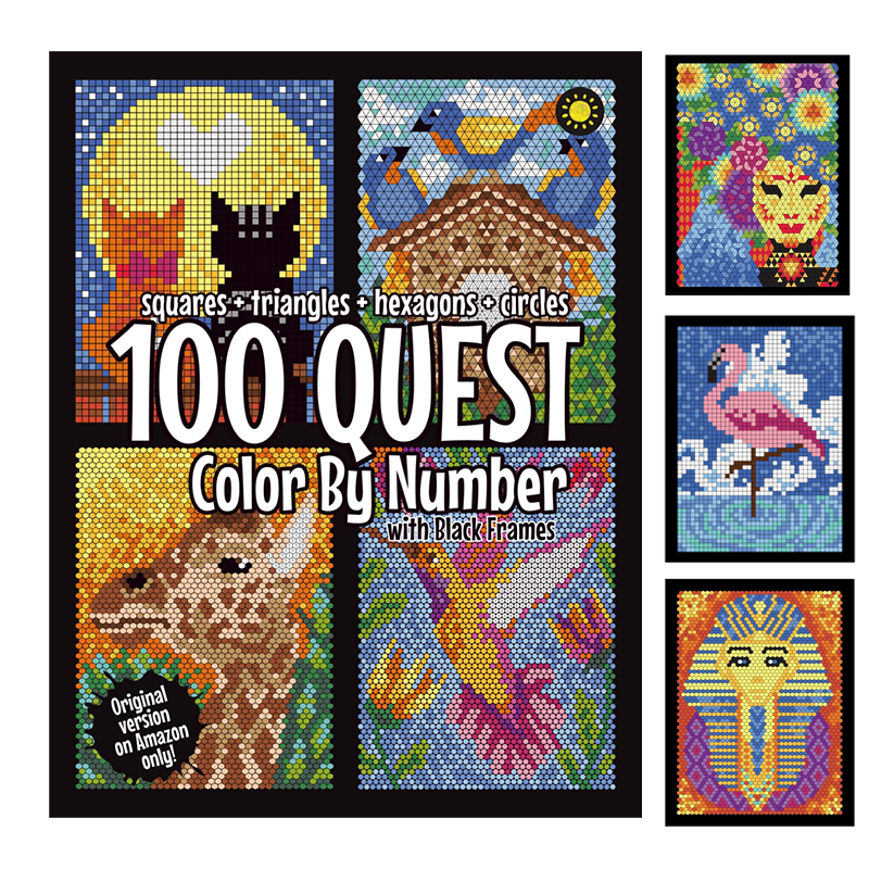 跨境新品 100 QUEST Color By Number成人填色探索活动书填色书