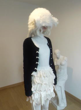 daytoday日常研究所天国降临珍珠蝴蝶结短款针织毛衣开衫纯色百搭