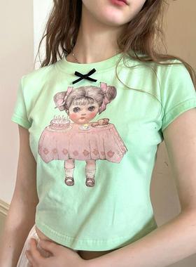 daytoday日常研究所天使の泪rudefish联名可爱娃娃短袖T恤