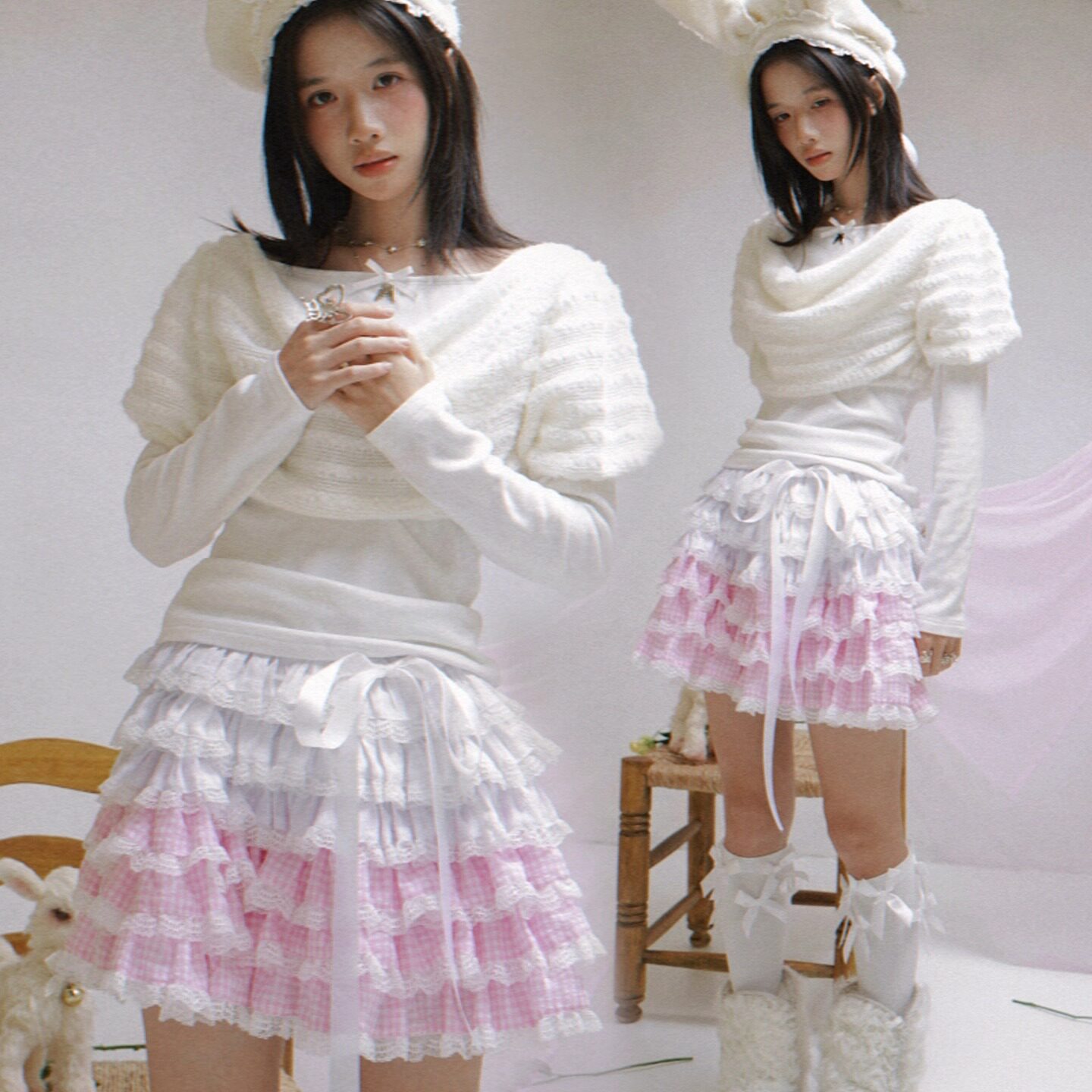 daytoday日常研究所 生日快乐 粉格渐变花边多层可爱蓬蓬短半裙,女装/女士精品,半身裙,淘宝优惠券,粉丝福利购,淘宝优惠卷