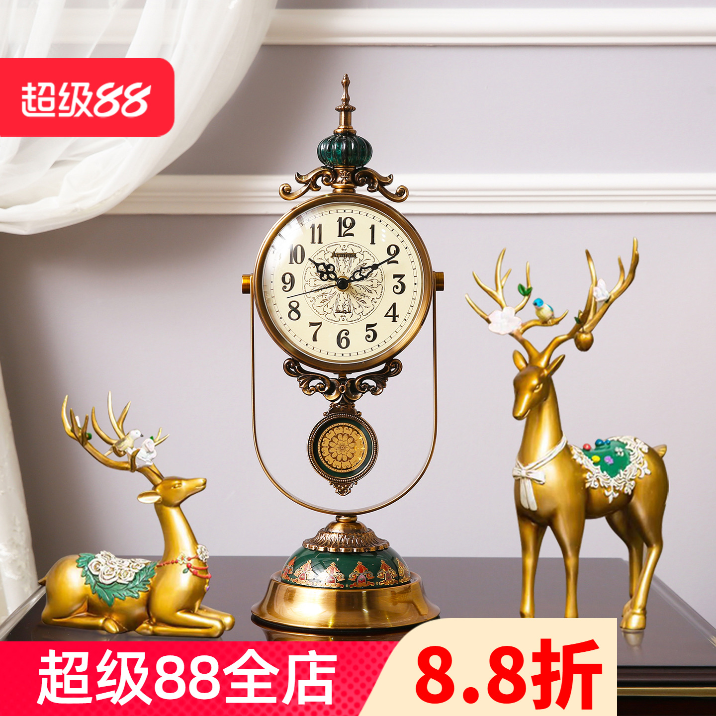 静音高端琉璃陶瓷座钟摆件质保