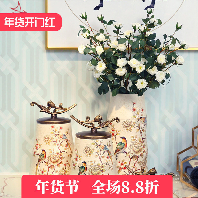 客厅玄关柜花鸟罐摆件 欧式美式创意时尚家居软装饰品样板房摆设,家居饰品,装饰摆件,淘宝优惠券,粉丝福利购,淘宝优惠卷