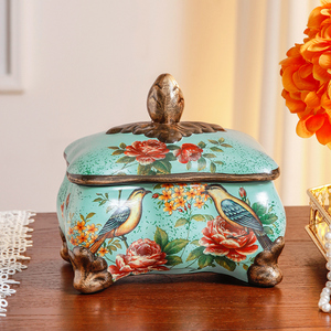 美式陶瓷首饰盒装饰摆件欧式复古创意梳妆台项链收纳盒中式饰品盒