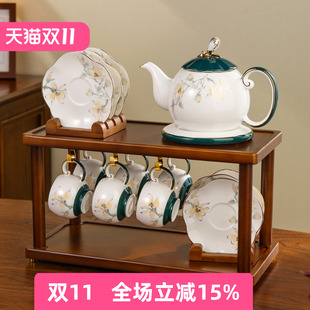 家用轻奢高档下午茶防烫茶壶茶杯礼盒装 2025新款 陶瓷茶具套装 中式