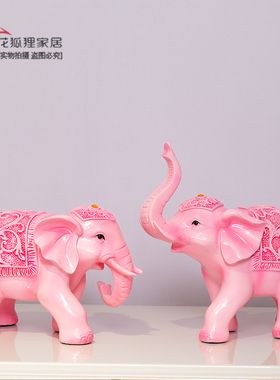 欧式大象摆件一对风水象招财客厅酒柜家里装饰品房间温馨工艺