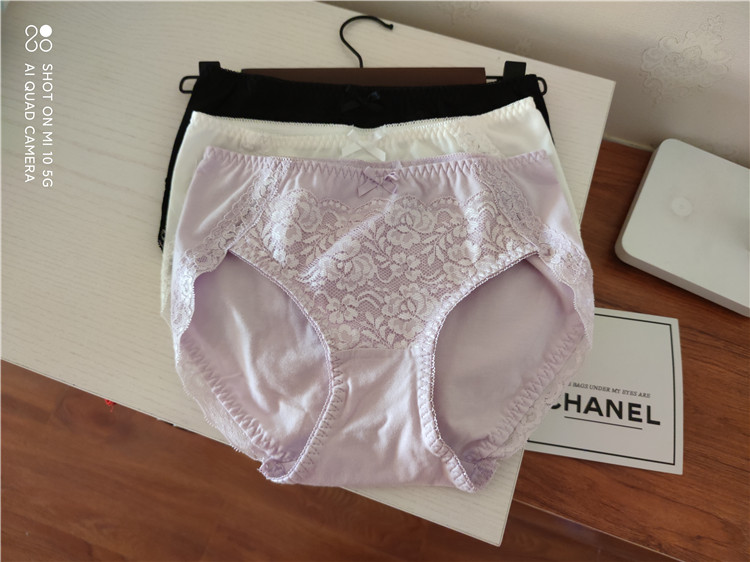 日系大码女士内裤黑色纯棉