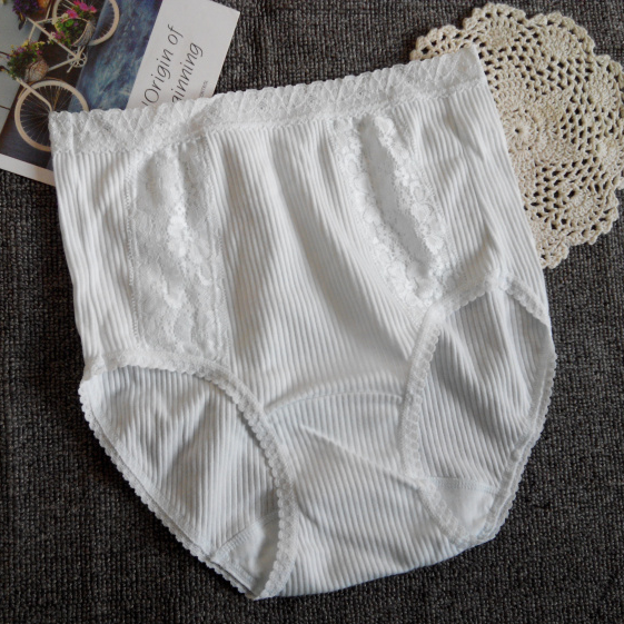 外贸日系女士全棉内裤白色高腰透气出口日本原单螺纹棉大码胖mm,女士内衣/男士内衣/家居服,女三角裤,淘宝优惠券,粉丝福利购,淘宝优惠卷