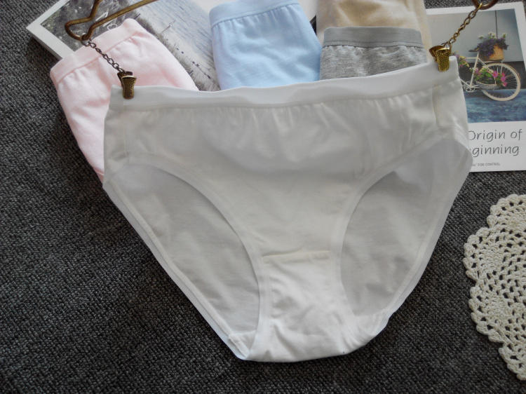 法国单外贸女士纯棉胖mm白色内裤