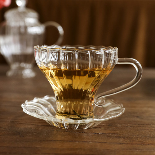 咖啡杯碟高硼硅玻璃耐高温条纹