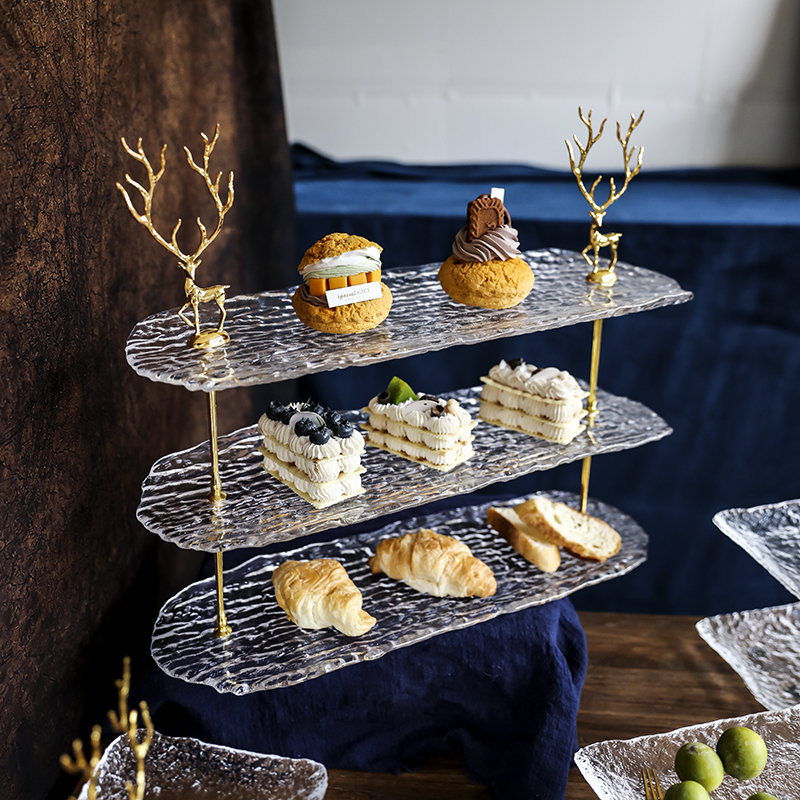 玻璃欧式轻奢甜品盘多层架