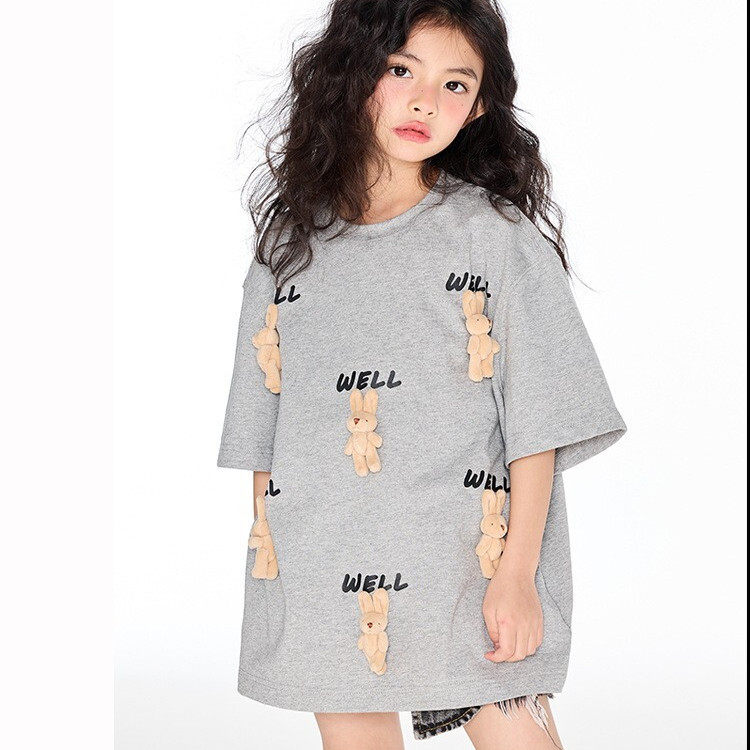 韩版女童夏装短袖t恤2025新款儿童时髦洋气卡通衣服大童夏季上衣