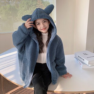 韩版女童外套2025新款儿童洋气时髦中大童装女孩毛毛衣上衣潮
