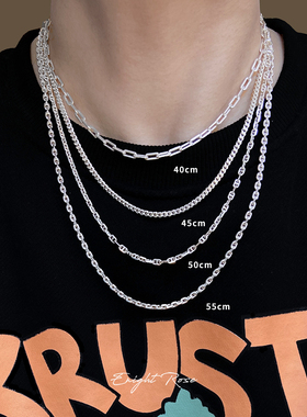 925纯银古巴项链嘻哈百搭素链