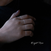 超细0.9mm 意大利进口925纯银软戒随形戒指闪亮软链条线戒女 独家