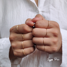 极细！光面切花戒指 14K包金素圈纯银食指关节戒尾戒指环女不掉色