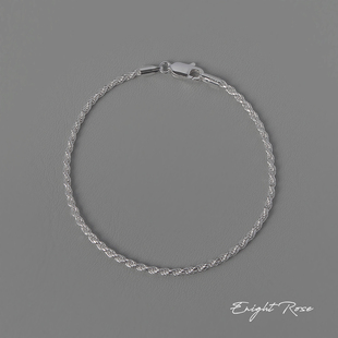 Enight Rose 纯银麻花手链ins高级感925银简约手饰扭绳叠戴男女潮