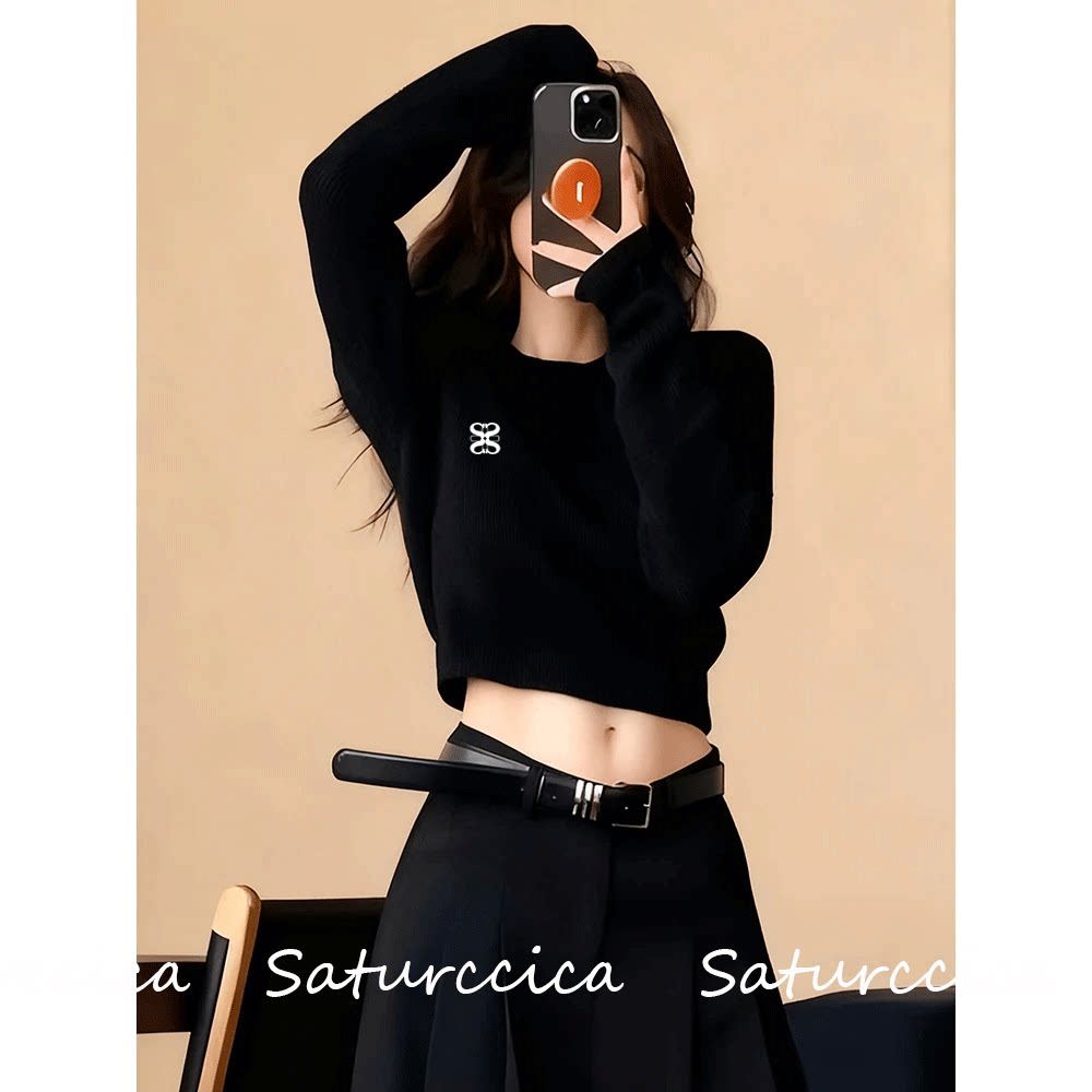 官网正品Saturccica黑色毛衣