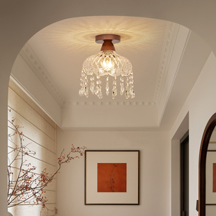 过道灯法式 水晶复古入户玄关走廊吸顶灯中古风温馨衣帽间阳台灯具