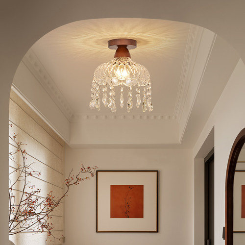 过道灯法式水晶复古入户玄关走廊吸顶灯中古风温馨衣帽间阳台灯具