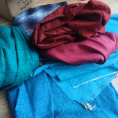 疙瘩绸绢丝零料布DIY 真丝厚老粗布纯色丝绸 柞蚕丝大布头 秋季