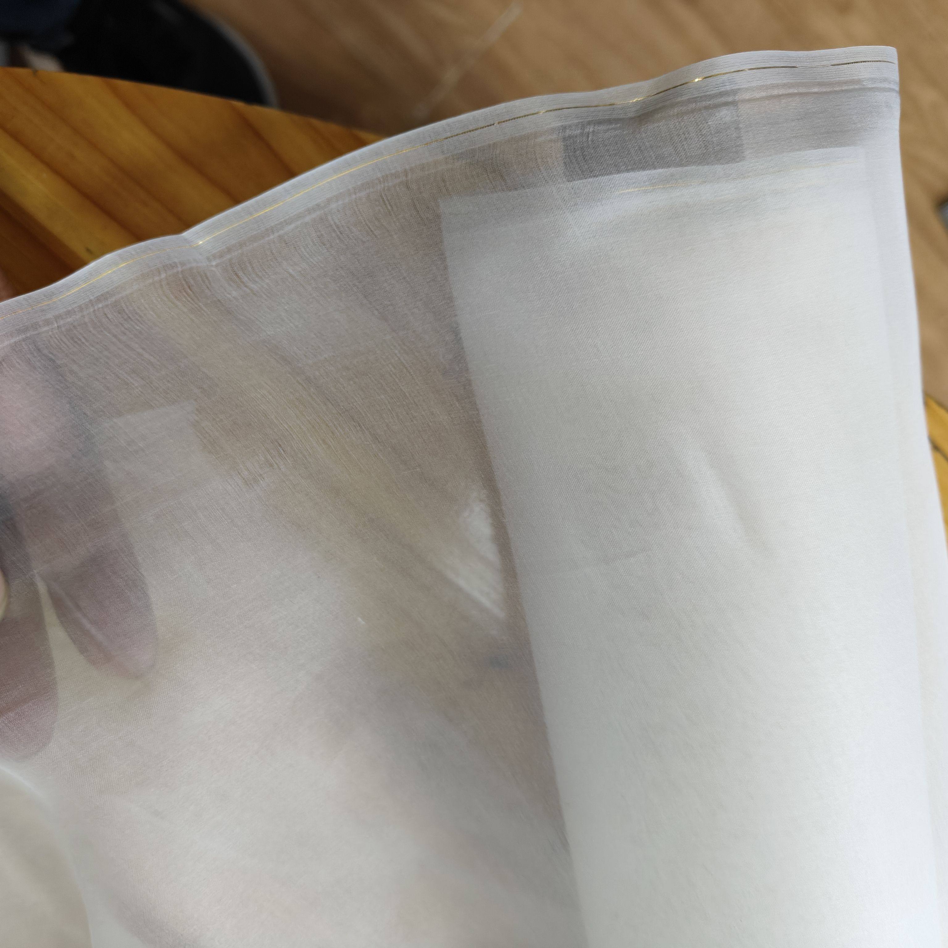 100%桑蚕丝白色真丝欧根纱布料 140Cm幅宽 8姆米厚度婚纱礼服面料