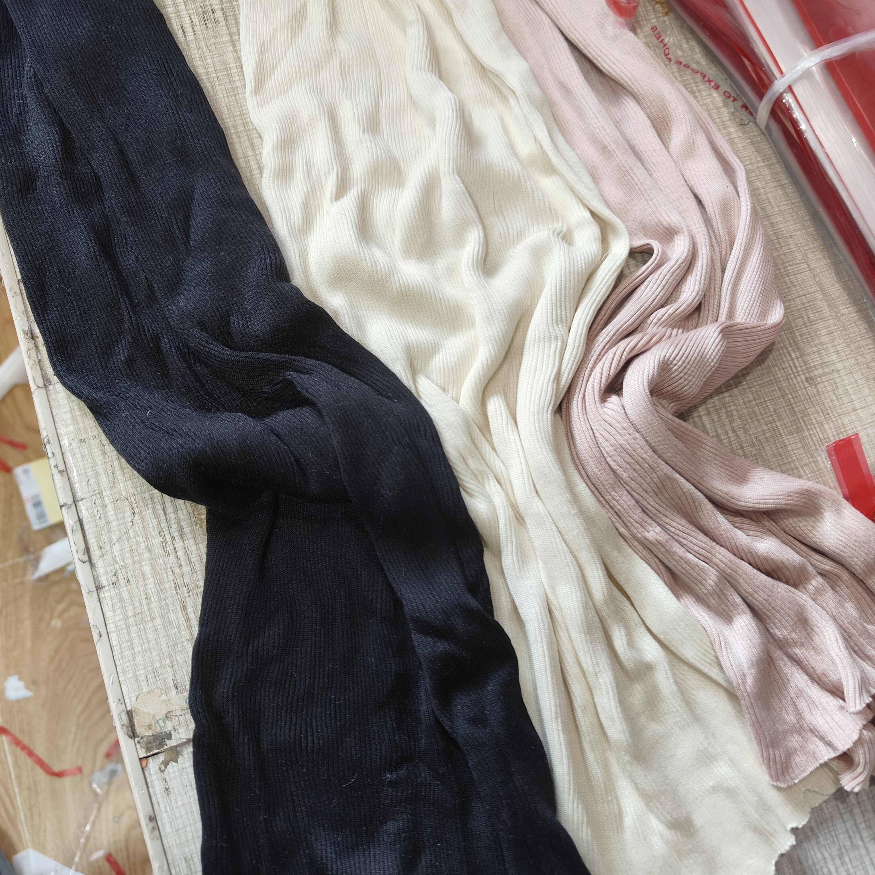 黑色针织真丝螺纹织法100%桑蚕丝圆筒双层丝绸打底内衣布料