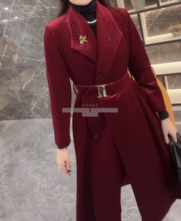 高级感气质收腰风衣外套工艺丝绒夹棉大衣 时尚 欧洲站2025冬季 新款