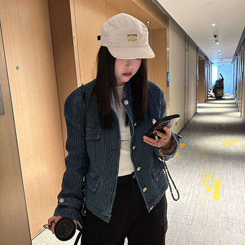 小众肌理感牛仔小香外套立领夹克