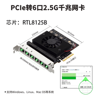 乐扩 6口2.5G网卡PCIe X4服务器电竞NAS高速8125B芯机器视觉工业相机采集卡台式机RTL
