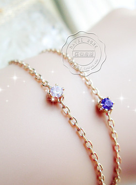 韩国时尚风锆石极细多色入手链