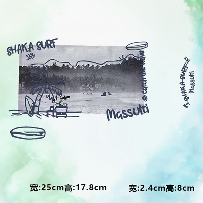 潮牌SHAKA海滩相片图案烫画贴时尚印花衣服贴热转印白墨贴纸