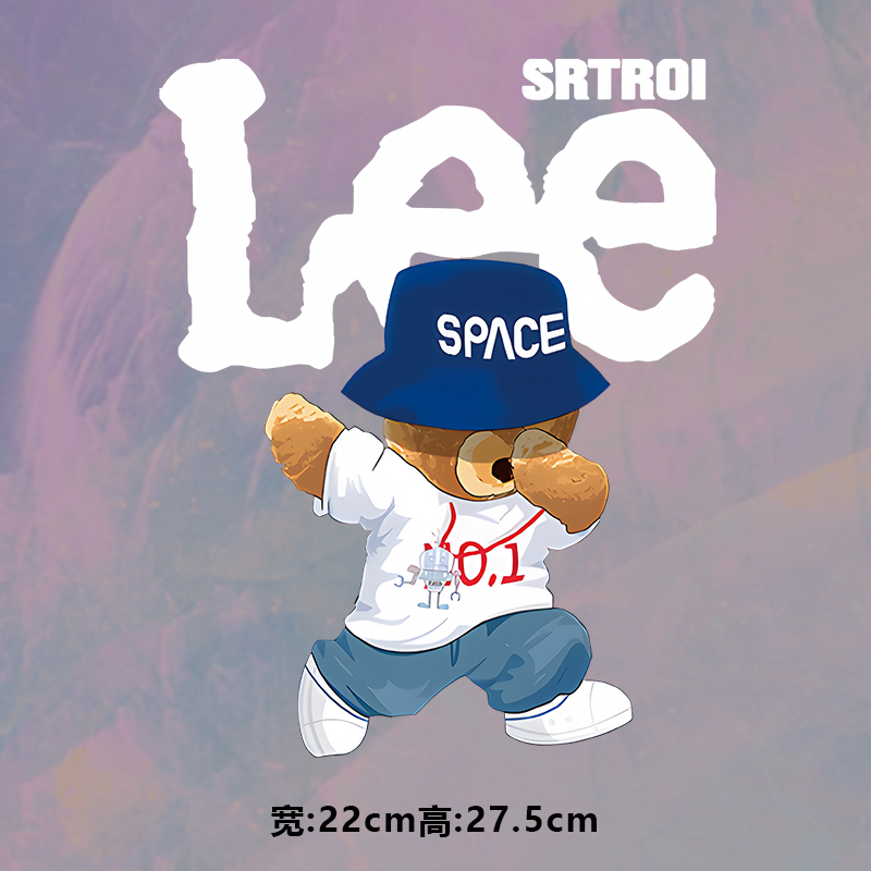 潮牌时尚戴帽熊加厚白墨现货印花图案衣服装高弹烫画贴标热转印