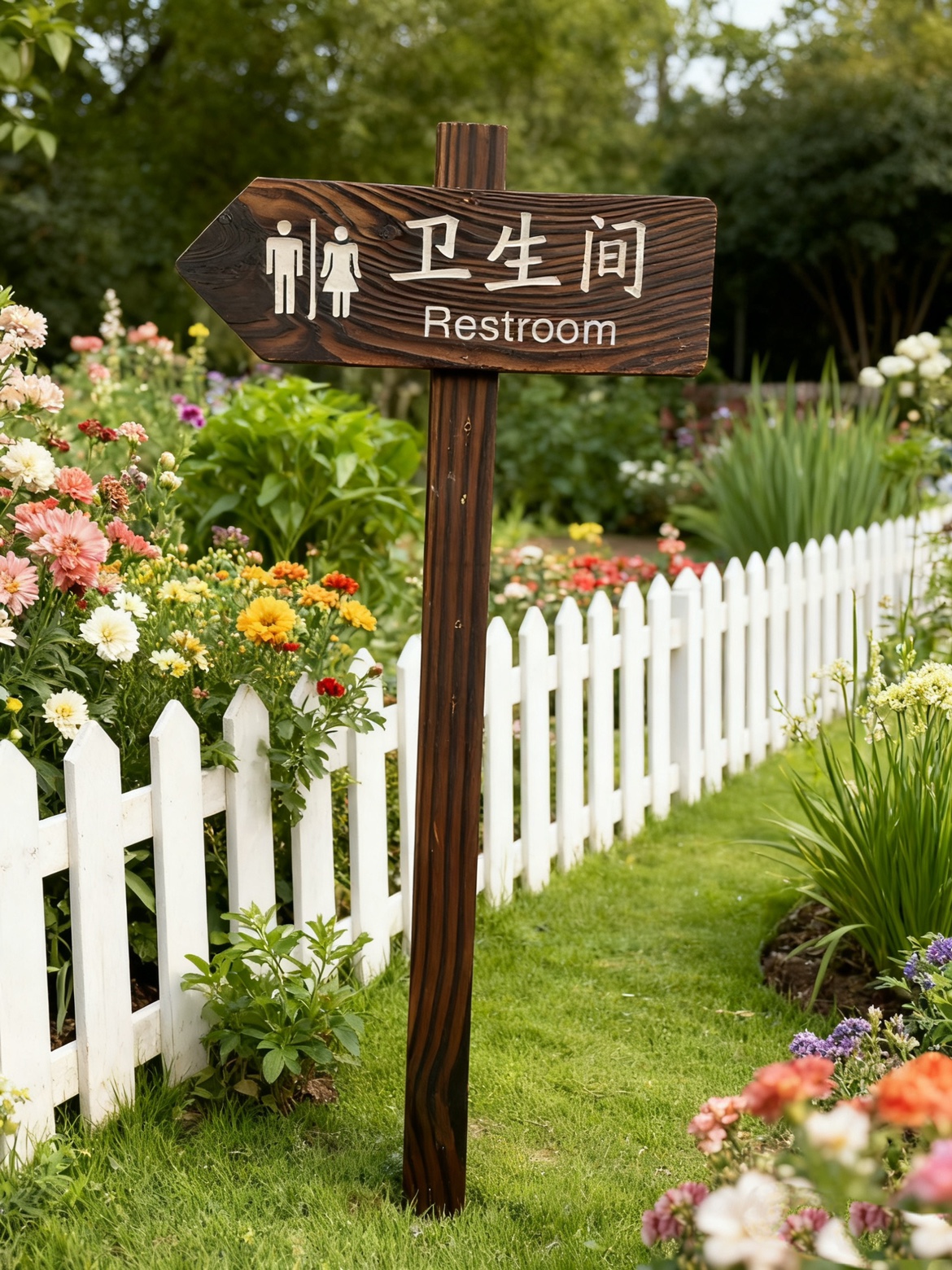 户外创意木牌公共卫生间指引牌厕所方向指示牌洗手间标识牌指路牌
