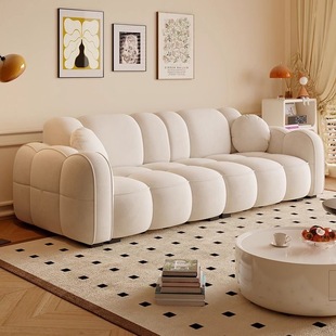 法式 奶油风猫抓布沙发客厅现代简约型饼干布艺沙发