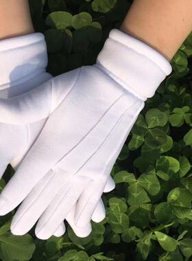 冬季加绒加厚白色保暖男女礼仪礼宾手套 安检保安执勤广场舞 指挥